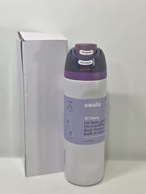 Owala 24oz FreeSip Water Bottle Purple White NWT Leak Proof Insulated